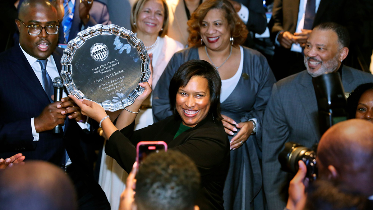 D.C. Mayor Muriel Bowser accepts the Marion Barry, Jr. Award for Public Service.