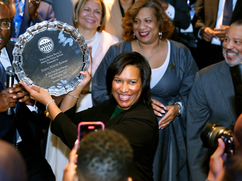 D.C. Mayor Muriel Bowser accepts the Marion Barry, Jr. Award for Public Service.