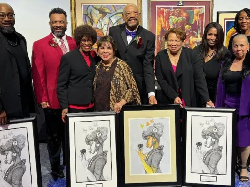 2023 Black Rose Award Winners – (From left) Accepted for Linda D. Wright; Arlington Rodgers Jr., President of the Black Culture Foundation; Rose Mayes, Humanitarian of the Year honoree; Gloria Macias Harrison, Black Rose awardee; Jim King, Black Rose Chair; Rialto Mayor Deborah Robertson, Black Rose awardee; Accepting for San Bernardino Community Hospital Dr. Ruby Skinner, Medical Director, and Roz Nolan, Chief Nurse Executive Officer, and Foundation Treasurer Genevieve Echols.