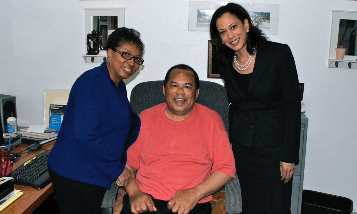 VP Kamala Harris, Hardy Brown and Cheryl Brown at the Black Voice News office 2011.