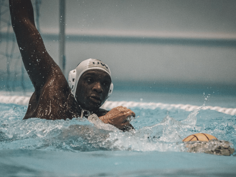 Water polo star Messan Moore, during an international competition in Poland.